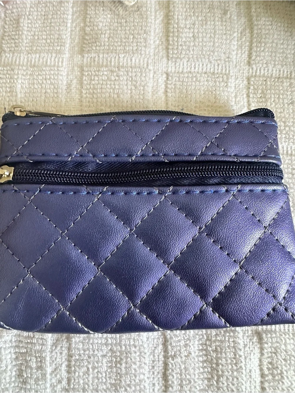 Source Unknown Quilted Dark Blue Cosmetic Zip Pouch